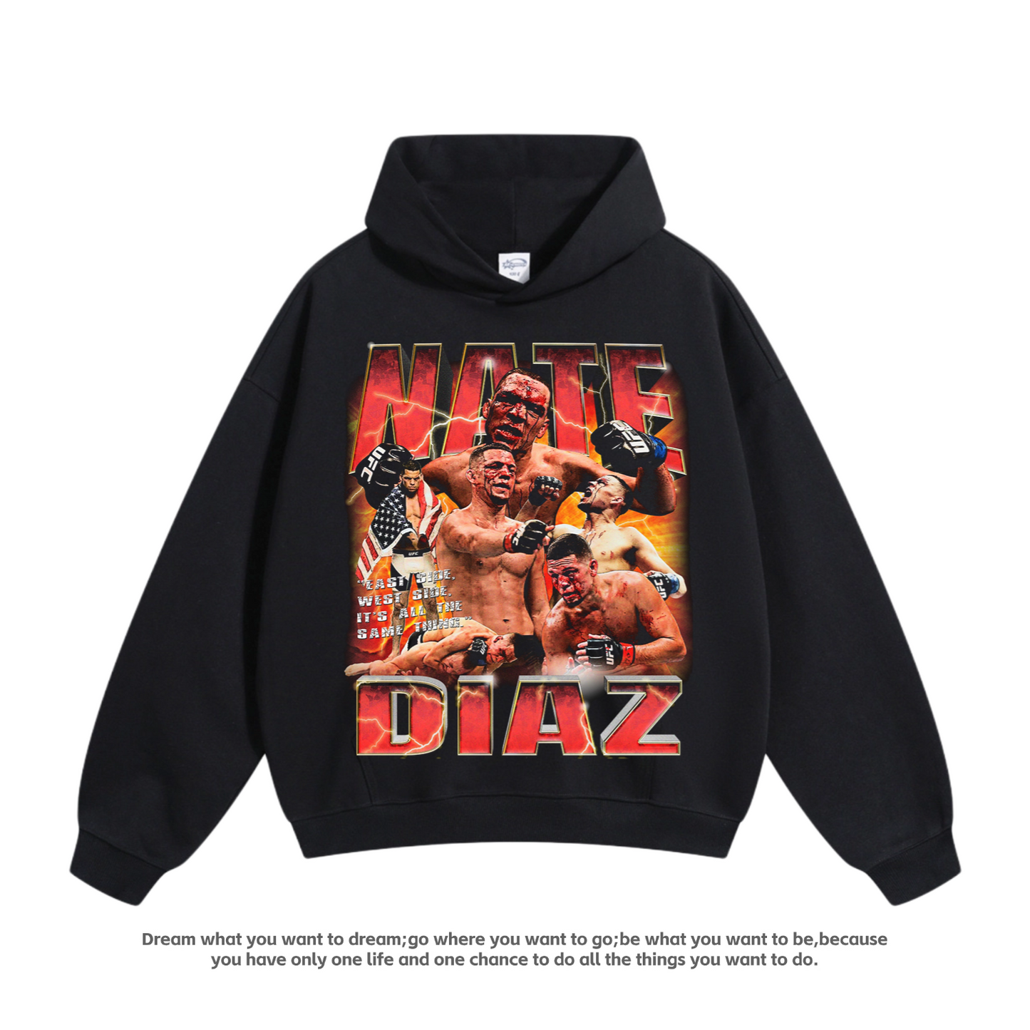 UFC Boxing Fighting Oliveira Oliveira Black Dragon Poirier Cotton American Hooded Sweatshirt Man