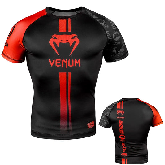 VENUM Black and Red Short Sleeve Rashguard